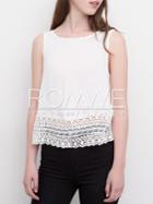 Romwe White Sleeveless Backless With Lace Tank Top