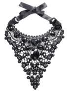Romwe Black Handmade Lace Beaded Elegant Necklace