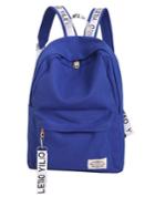 Romwe Patch Detail Letter Print Canvas Backpack