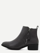 Romwe Grey Faux Leather Side Zipper Ankle Boots