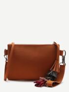 Romwe Brown Tassel Detail Clutch Bag With Strap