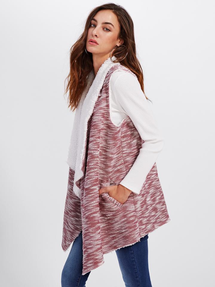 Romwe Fleece Lined Space Dye Vest