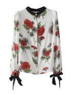 Romwe Tied Cuff Floral Blouse