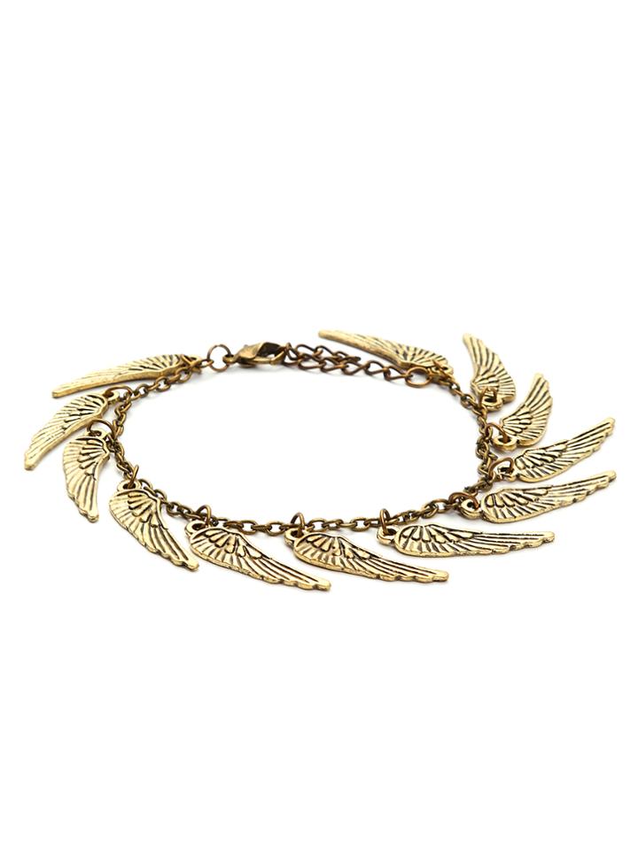 Romwe Gold Angel Wing Retro Style Anklet