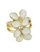 Romwe White Color Women Enamel Flower Ring