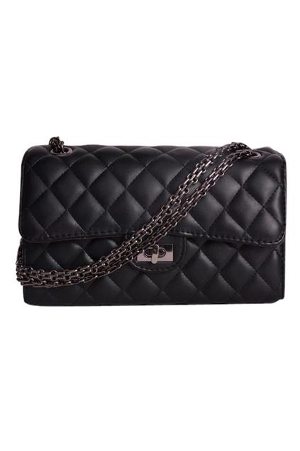 Romwe Chain Strap Black Lozenge Bag
