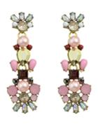 Romwe Colorful Rhinestone Long Flower Earrings
