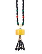Romwe Black Long Beaded Necklace For Women