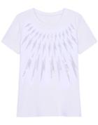 Romwe With Diamond Lightning Pattern White T-shirt