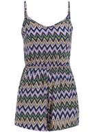 Romwe Spaghetti Strap Zigzag Romper