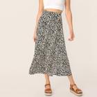 Romwe Ditsy Floral Print Button Front Skirt