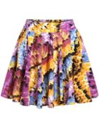 Romwe Elastic Waist Ink Print Pleated Skirt