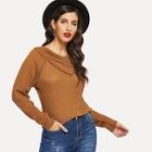 Romwe Split Side Raglan Sleeve Asymmetric Hem Sweater