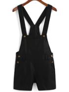 Romwe Strap With Pockets Pu Romper