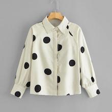 Romwe Polka Dot Raglan Sleeve Blouse