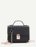 Romwe Pu Flap Satchel Bag With Chain