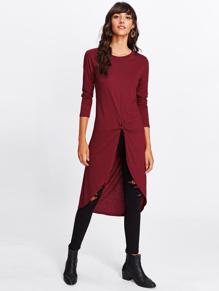 Romwe Asymmetric Hem Long Top