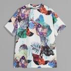 Romwe Guys Letter And Botanical Print T-shirt