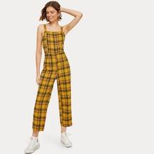 Romwe Plaid Print Zip Back Jumpsuit