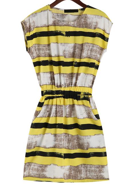 Romwe Color-block Striped Slim Dress