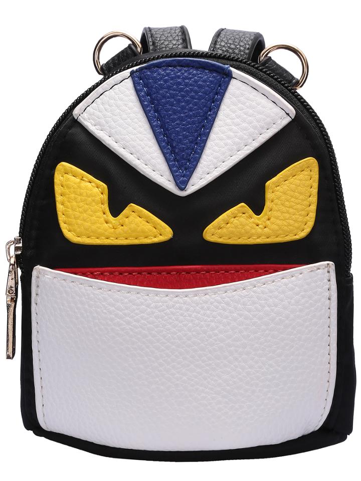 Romwe White Zipper Cartoon Backpacks