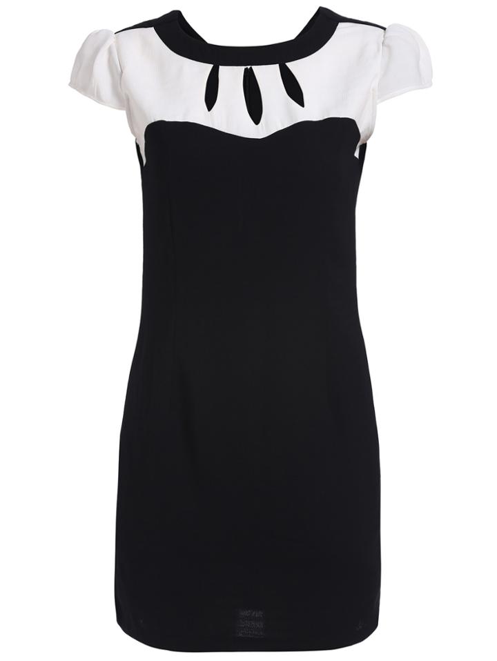 Romwe Color-block Keyhole Slim Dress