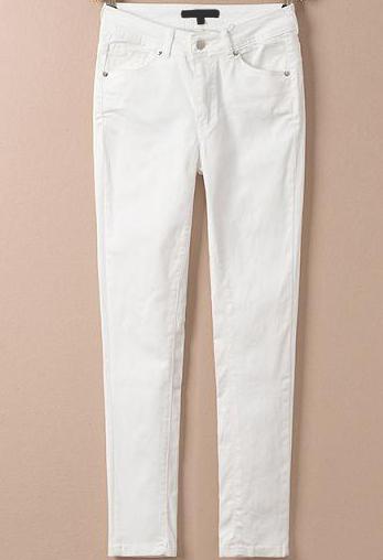 Romwe Elastic Pockets Slim White Pant