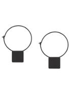 Romwe Black Square Metal Sheet Earrings