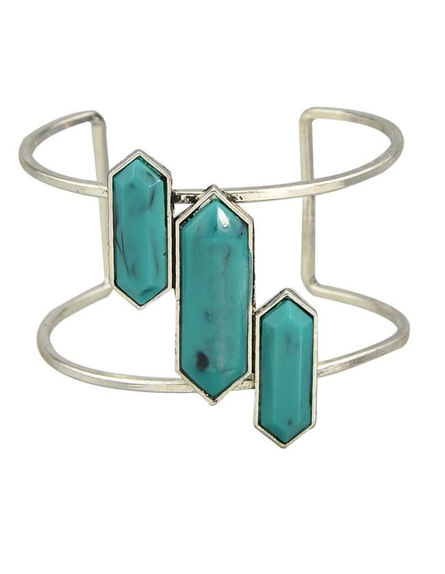 Romwe Green Big Cuff Turquoise Bracelet