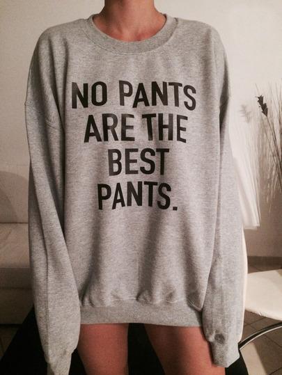 Romwe Grey Round Neck Letters Print Loose Sweatshirt