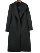 Romwe Black Shawl Collar Longline Coat