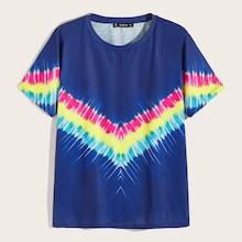 Romwe Guys Chevron Tie Dye T-shirt