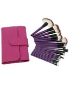 Romwe 24pcs Make Up Bush Set With Bag - Purple