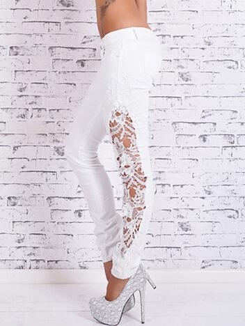 Romwe White Lace Insert Denim Pant