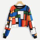 Romwe Geometric Print Crop Sweatshirt