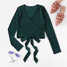 Romwe Knot Hem V Neckline Tee