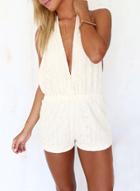 Romwe Halter Backless Slim Romper