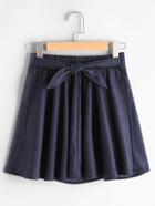 Romwe Knotted Front Denim Skirt