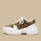 Romwe Leopard Pattern Lace -up Sneakers