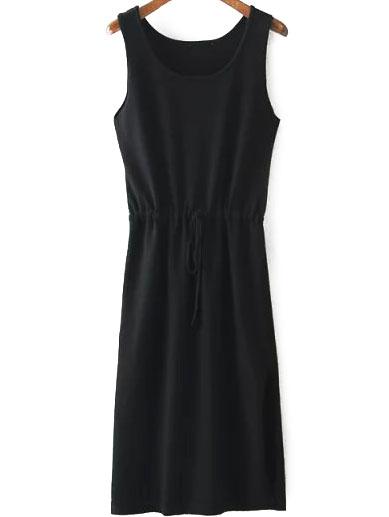 Romwe Sleeveless Drawstring Sweater Dress