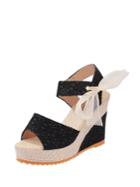Romwe Bow Detail Strap Wedges