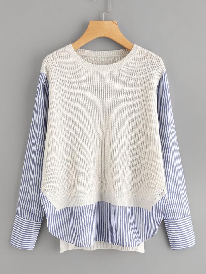 Romwe Mixed Media 2 In 1 Jumper
