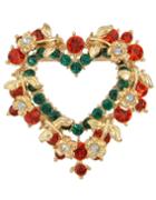 Romwe Heart Colorful Rhinestone Brooch For Women