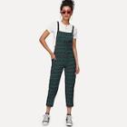 Romwe Criss Cross Back Checked Pinafore Pants