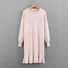 Romwe Ruffle Hem Drop Shoulder Sweater Dress