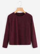 Romwe Round Neck Ribbed Knit Tee