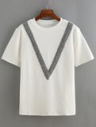 Romwe Contrast V Pattern T-shirt