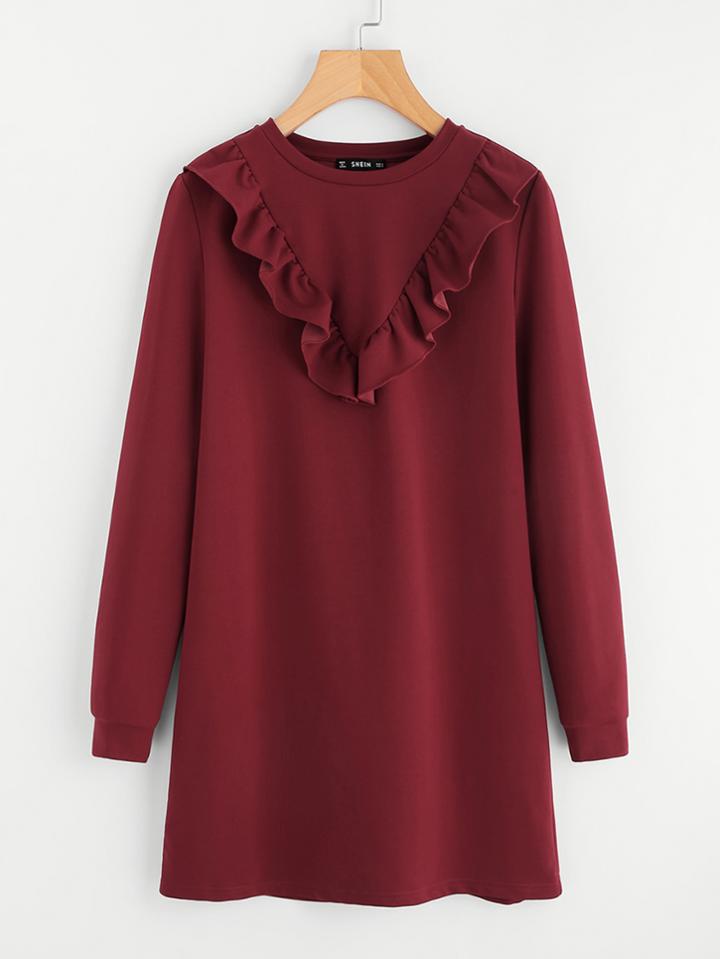Romwe Frill Trim Sweatshirt Dress