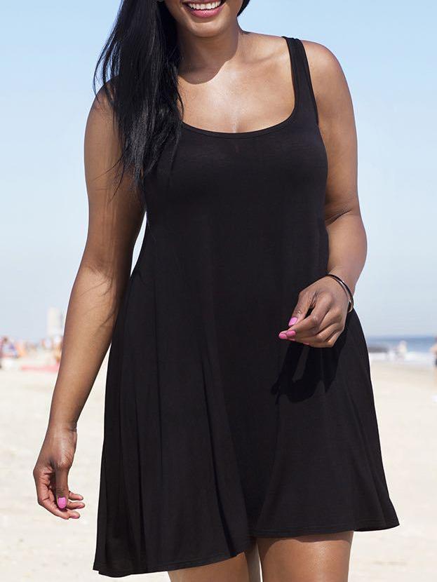 Romwe Black Scoop Neck Sleeveless Casual Dress