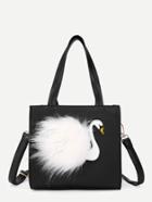 Romwe Flamingo Front Design Pu Bag With Handle